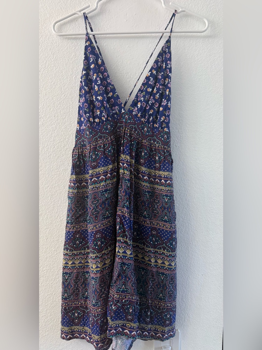Xhilaration Navy Blue Floral Print Mini Dress